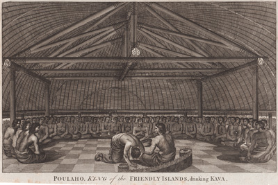 Poulaho, King of the Friendly Islands, drinking Kava